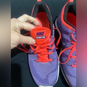 Nike Flynet, women’s running shoes, size 8. Purple and orange